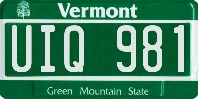 VT license plate UIQ981