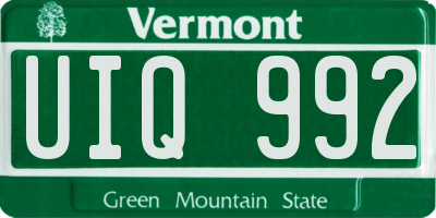VT license plate UIQ992