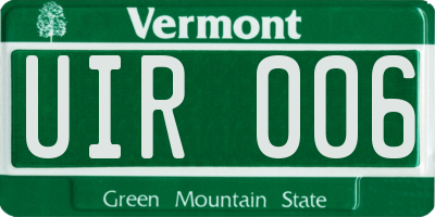VT license plate UIR006