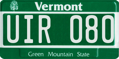 VT license plate UIR080