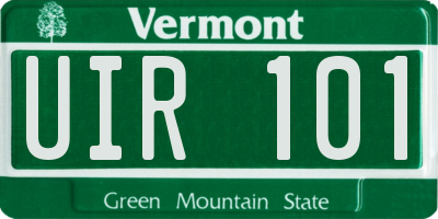 VT license plate UIR101