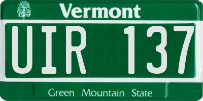 VT license plate UIR137