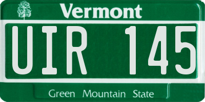 VT license plate UIR145