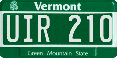 VT license plate UIR210
