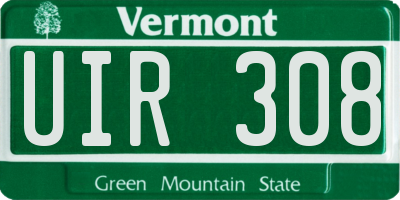 VT license plate UIR308