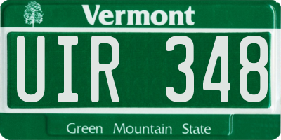 VT license plate UIR348