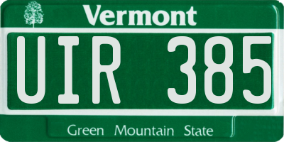 VT license plate UIR385