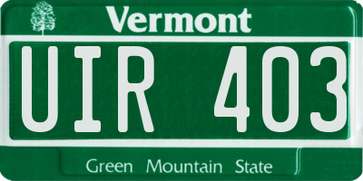 VT license plate UIR403