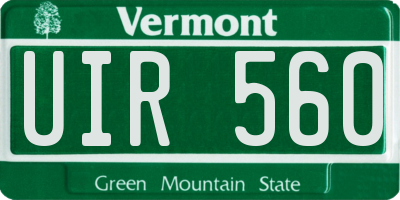 VT license plate UIR560