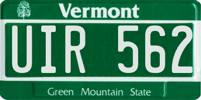 VT license plate UIR562