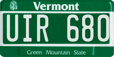 VT license plate UIR680