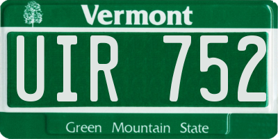 VT license plate UIR752
