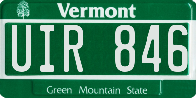 VT license plate UIR846