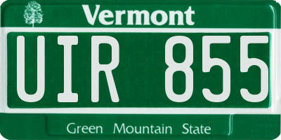 VT license plate UIR855