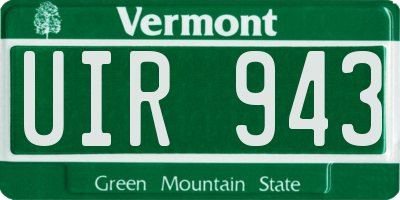 VT license plate UIR943