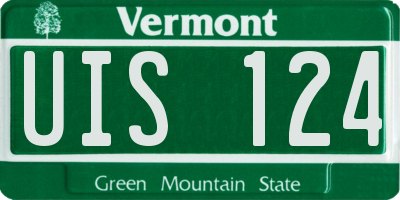 VT license plate UIS124