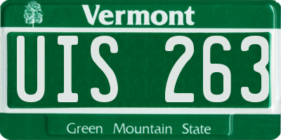 VT license plate UIS263
