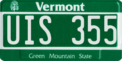 VT license plate UIS355