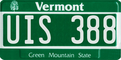 VT license plate UIS388