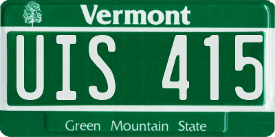 VT license plate UIS415