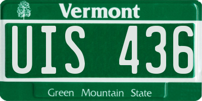 VT license plate UIS436