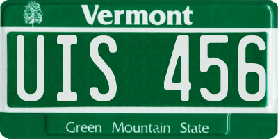 VT license plate UIS456