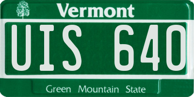 VT license plate UIS640