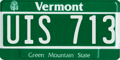 VT license plate UIS713