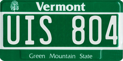 VT license plate UIS804