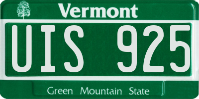 VT license plate UIS925