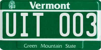 VT license plate UIT003