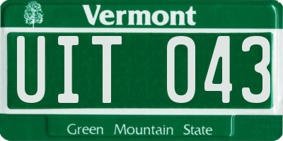 VT license plate UIT043