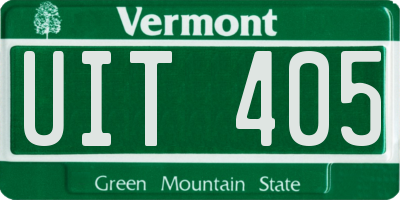 VT license plate UIT405
