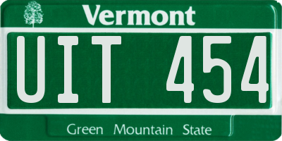 VT license plate UIT454
