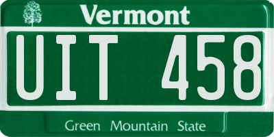 VT license plate UIT458