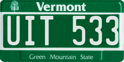 VT license plate UIT533