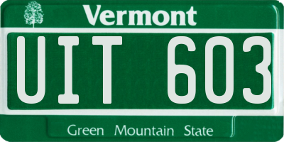 VT license plate UIT603