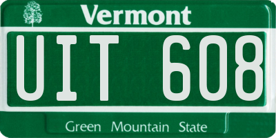VT license plate UIT608