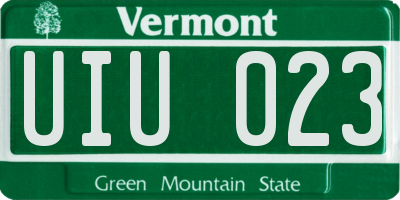 VT license plate UIU023