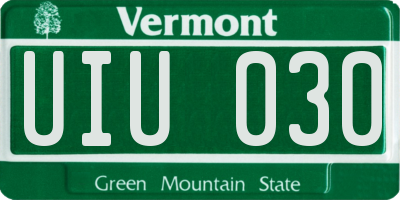 VT license plate UIU030