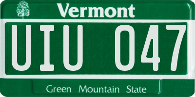 VT license plate UIU047