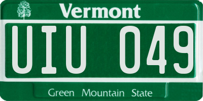 VT license plate UIU049