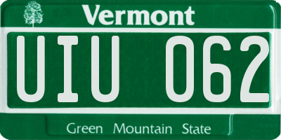 VT license plate UIU062