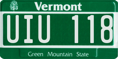 VT license plate UIU118