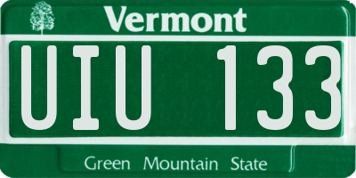 VT license plate UIU133