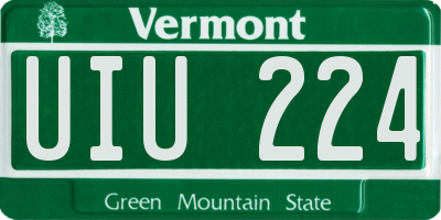 VT license plate UIU224