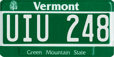 VT license plate UIU248