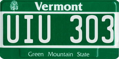 VT license plate UIU303