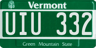 VT license plate UIU332