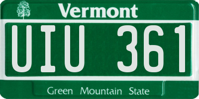 VT license plate UIU361